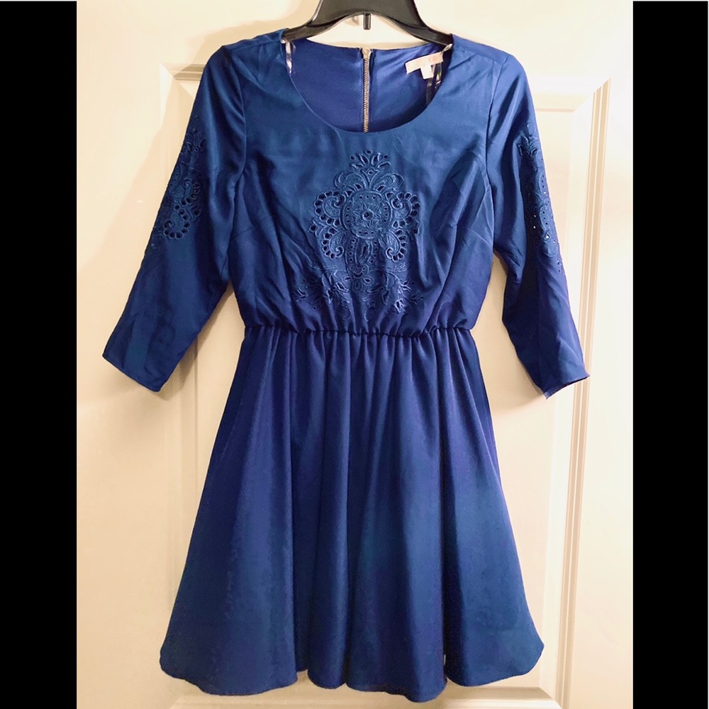 GB Juniors Navy Lacey Cut Dress